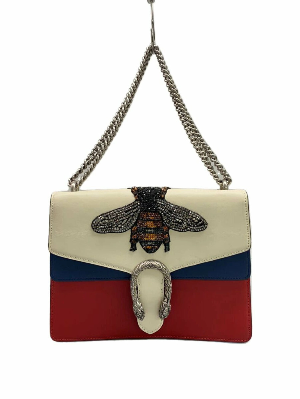 Gucci Chain Shoulder Bag Dionysus Bee Embroidery Leather Multicolor